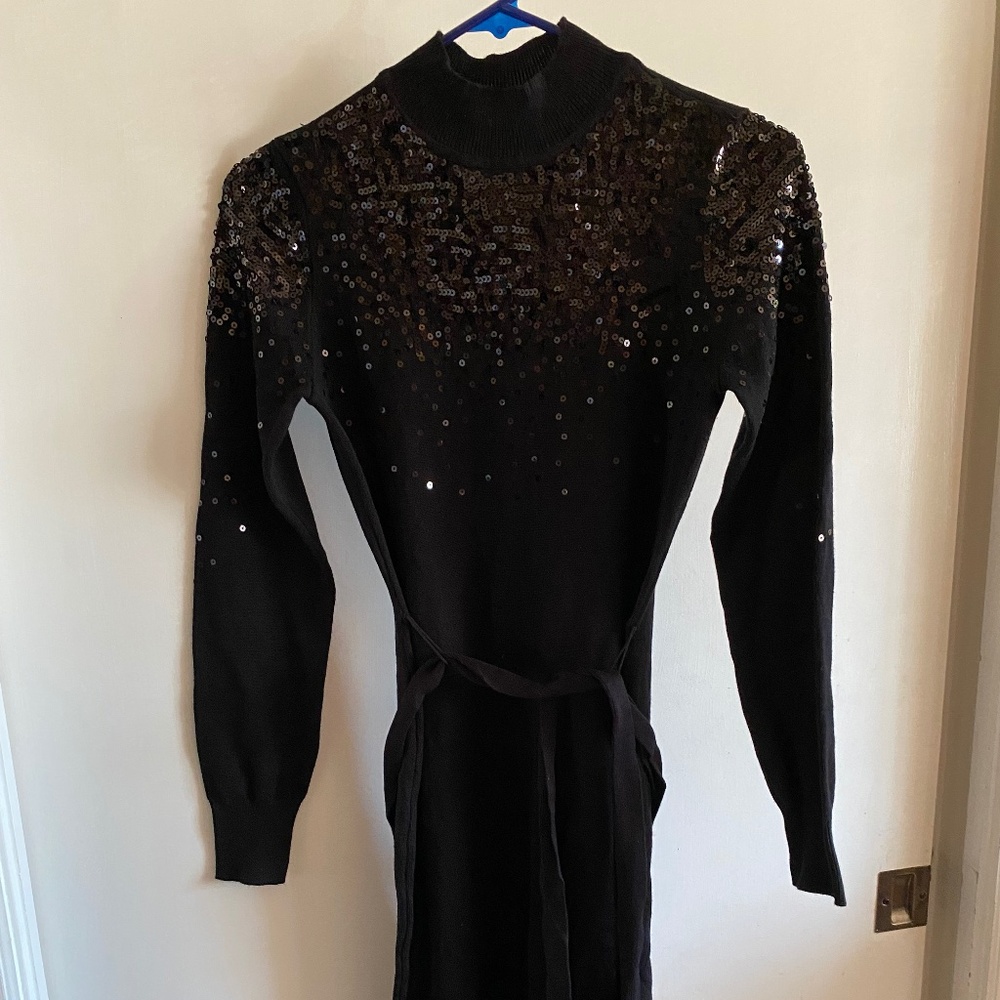 Sequence black sweater dress